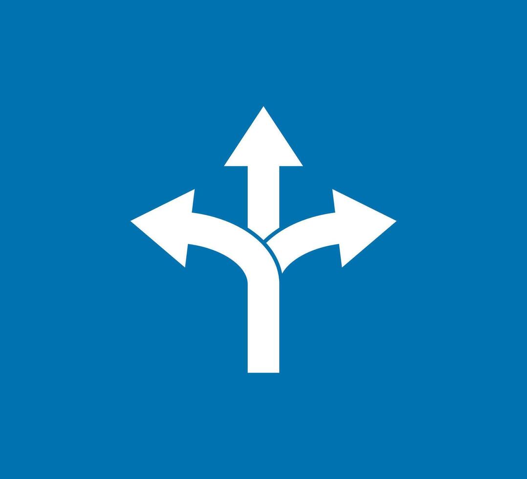 Arrow, three way, direction icon. illustration, flat design vector