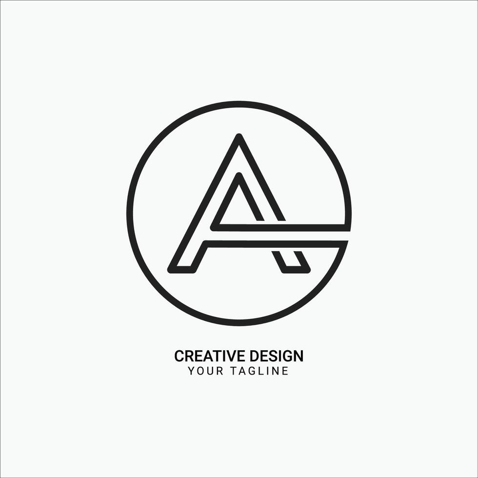 Creative A letter logo with circle shape line art pattern design vector