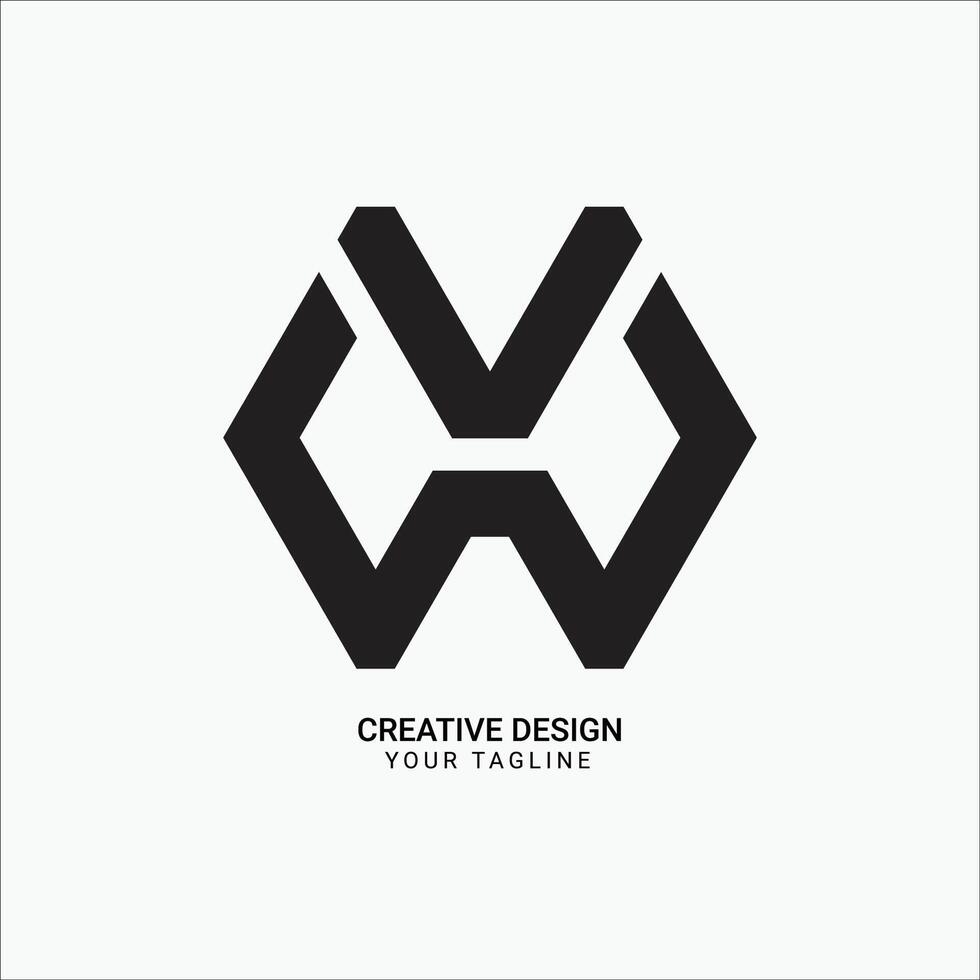 Creative VW or WV initial monogram hexagonal shape pattern modern brand unique logo design vector