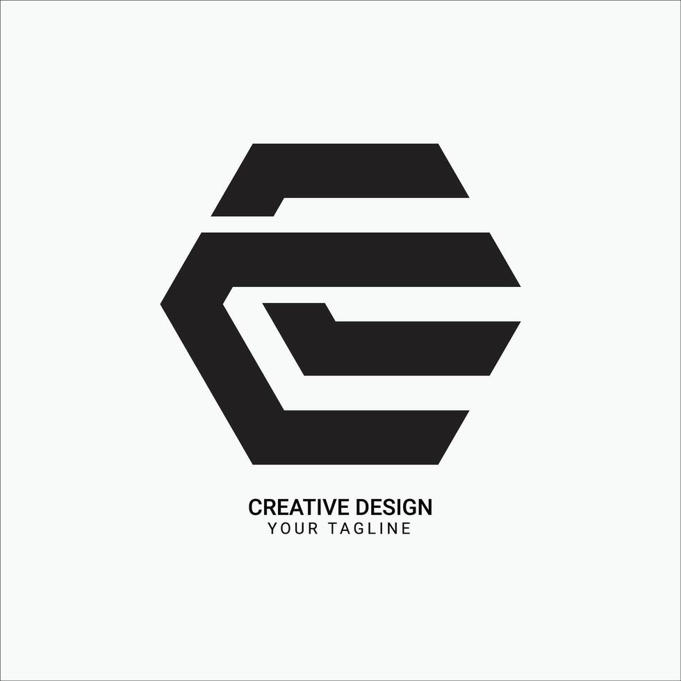 Creative EC or CE initial monogram hexagonal shape pattern modern brand unique logo design vector