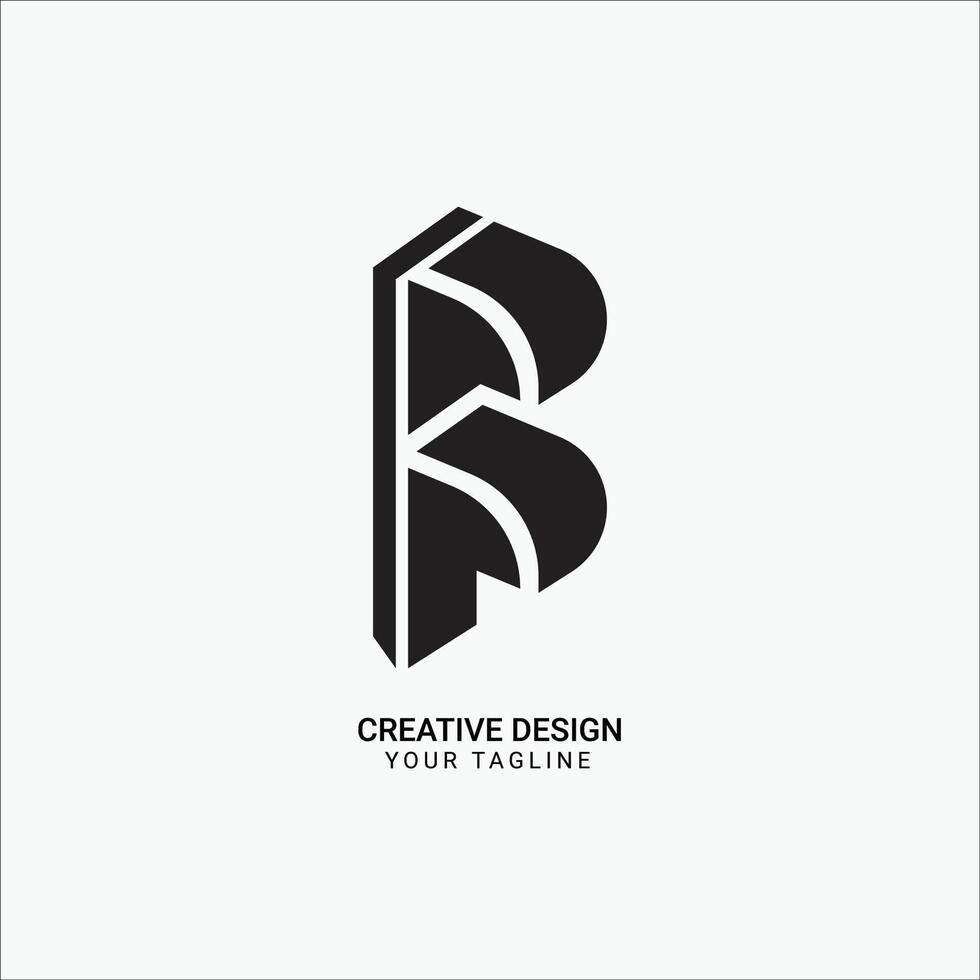 Creative PF or FP or F initial flat monogram isometric illusion type logo design vector