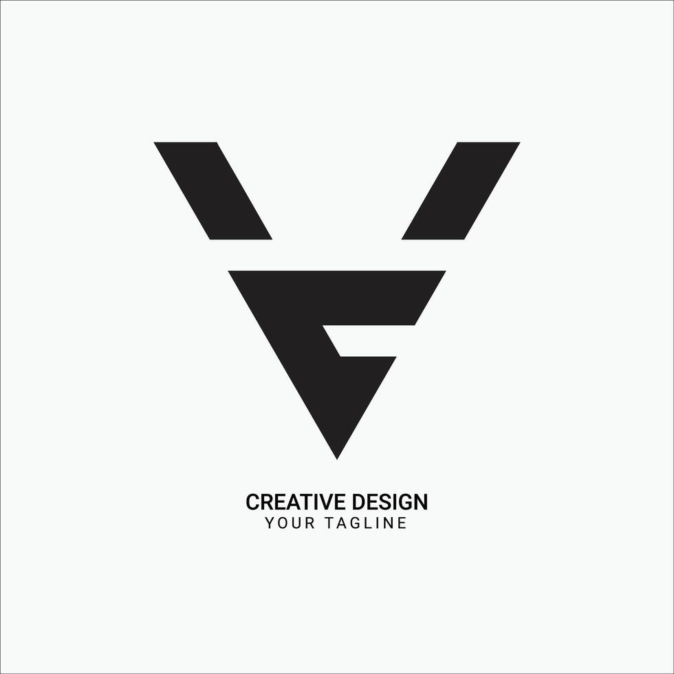 Creative VC or CV initial flat triangle shape monogram modern brand unique logo design vector