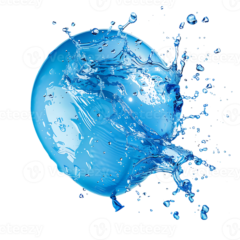 Water Splashing From A Blue Orb 3D Illustration png