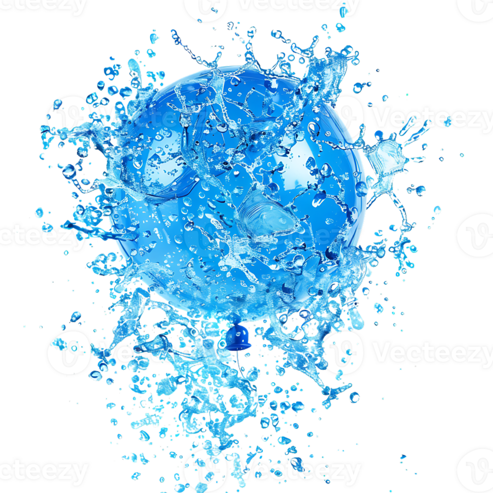 Blue Water Balloon Splash Illustration png