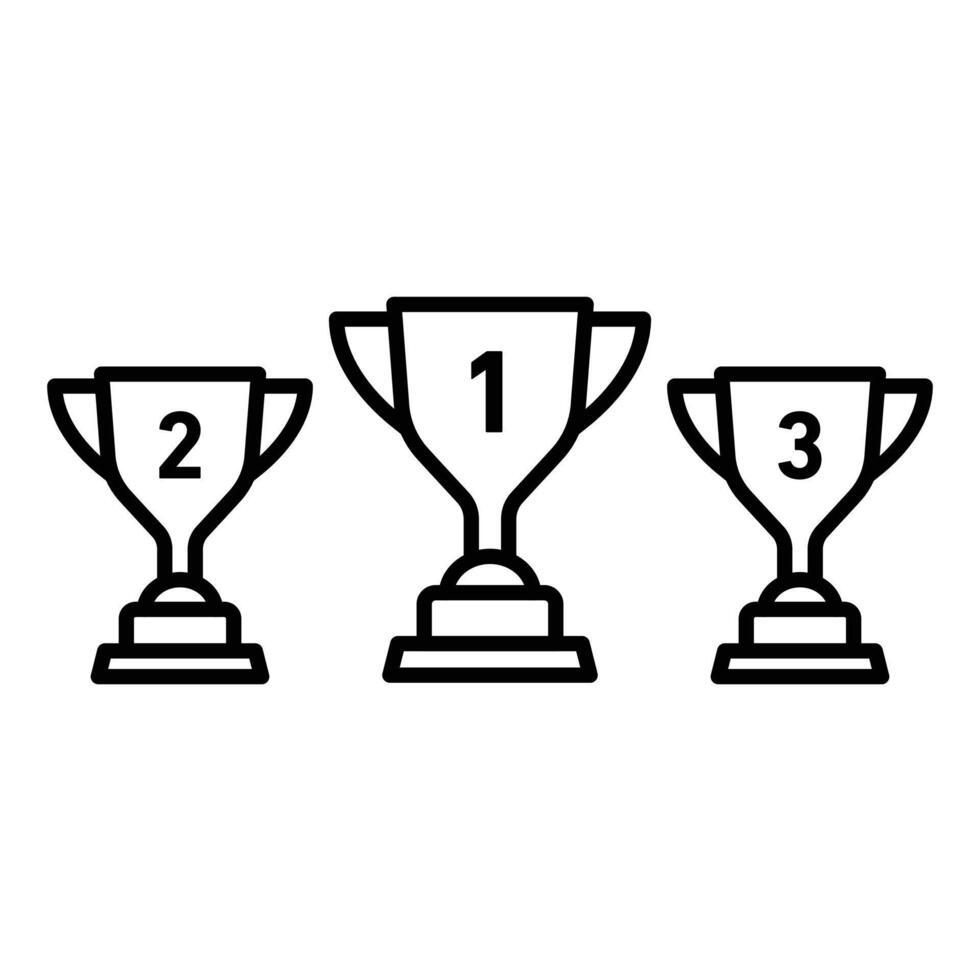First Second Third Prize Trophy Cup Icon Set Award Illustrations for Competitions and Ceremonies vector