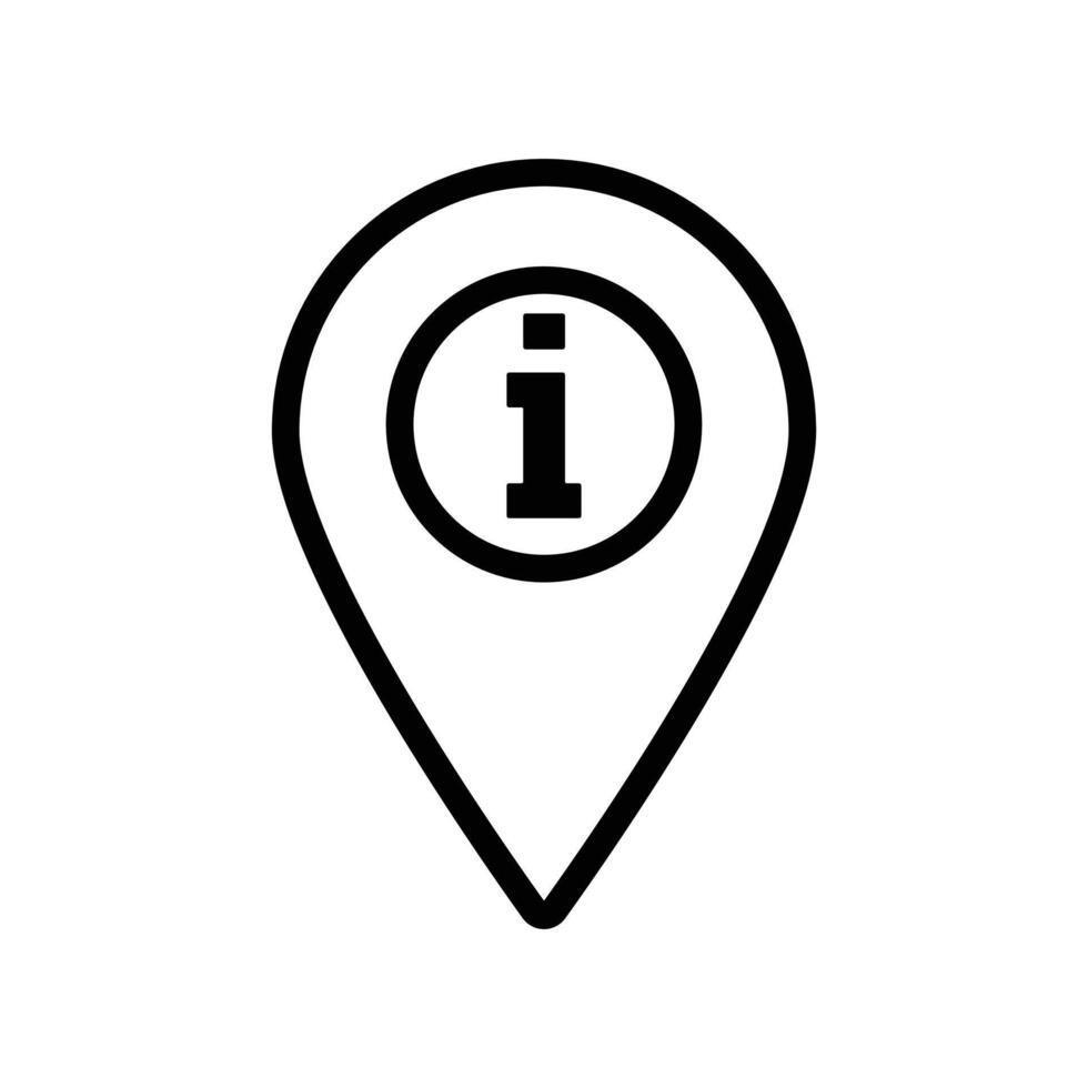 Map pointer with information icon Outline flat Icon vector