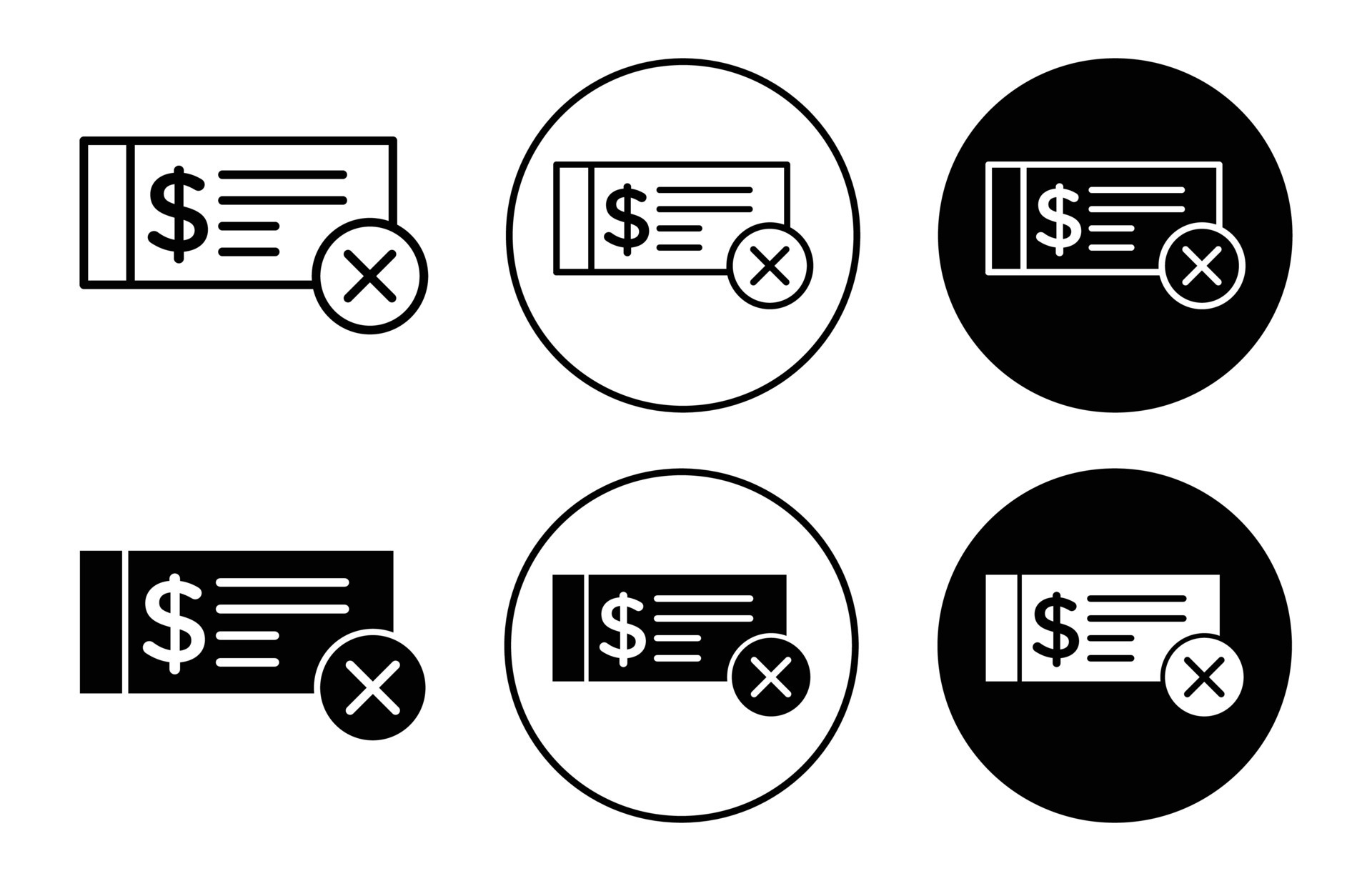 Bounced check icon logo collection set 47526179 vector art at vecteezy