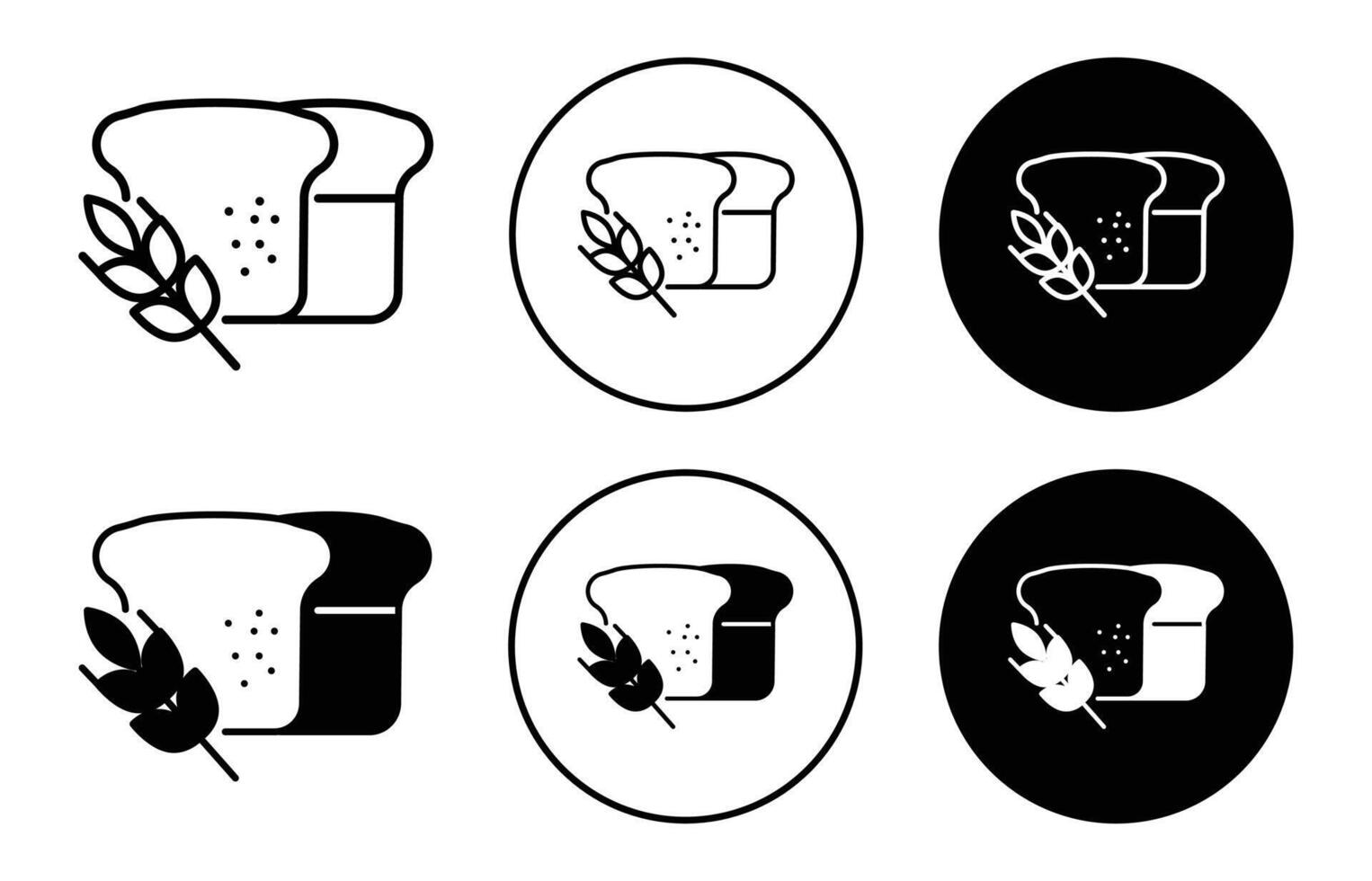 Slice of a wheat bread icon logo collection set vector