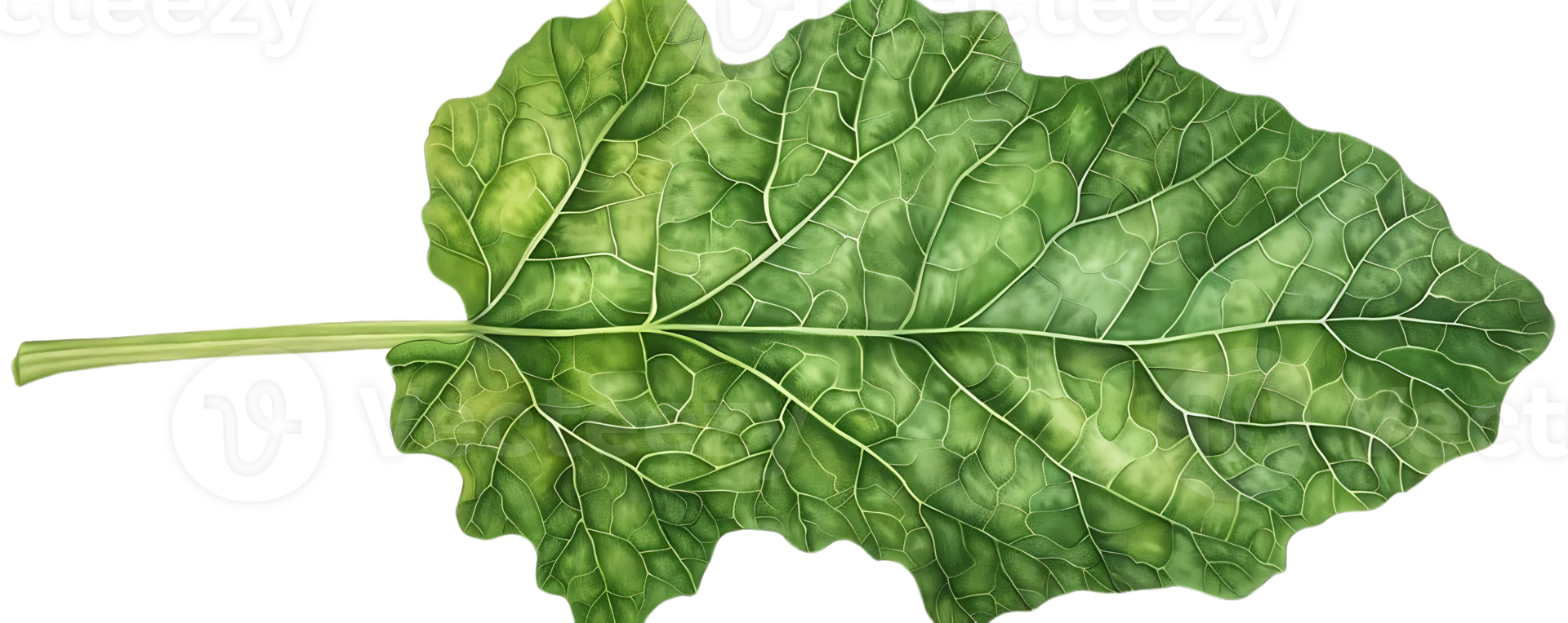 Illustration of a Large Green Leaf with Veins png