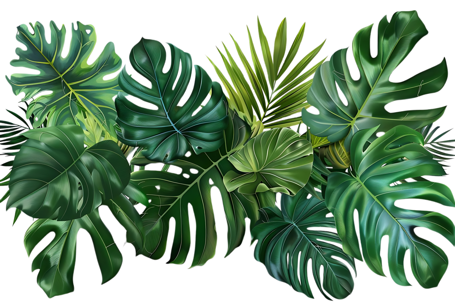 Tropical Green Leaves Illustration Background png