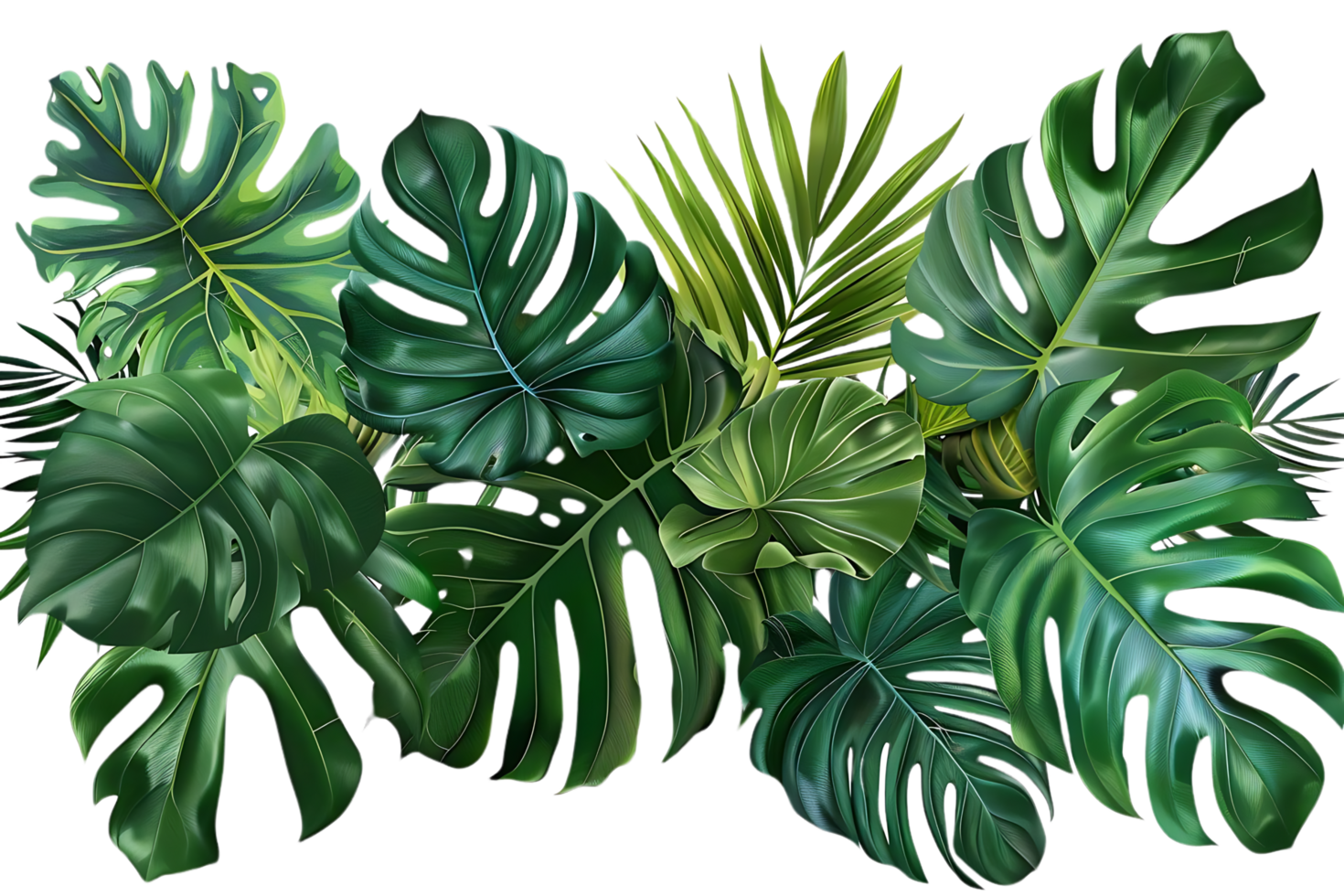 Tropical Green Leaves Illustration png