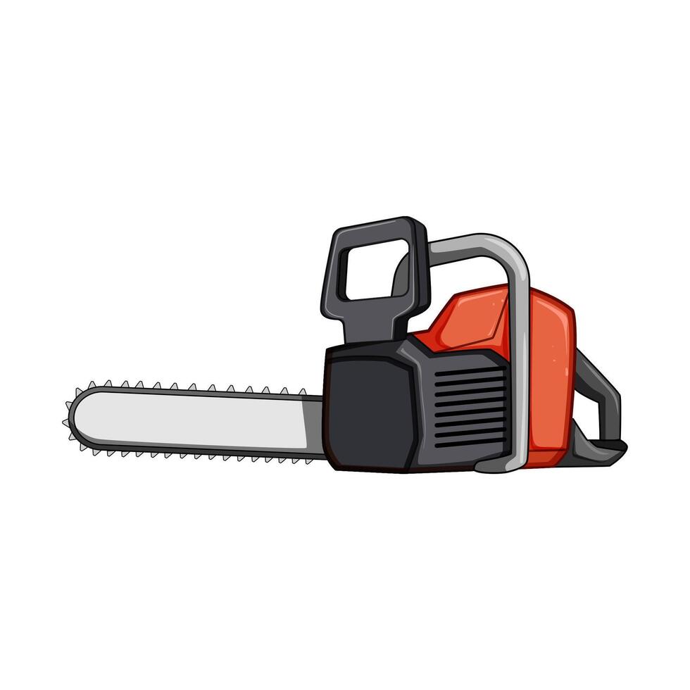 worker chainsaw cartoon illustration vector