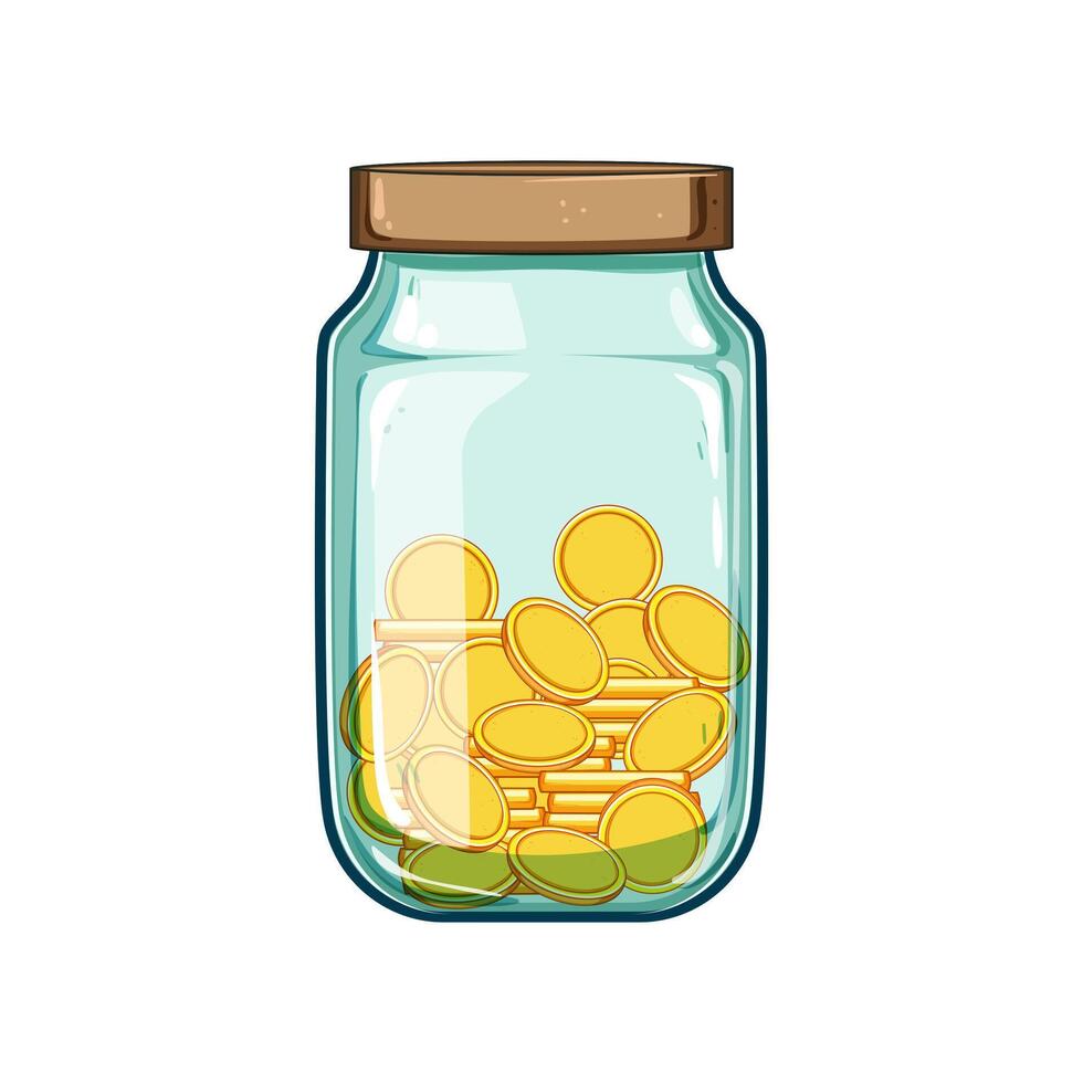growth coin jar cartoon illustration vector