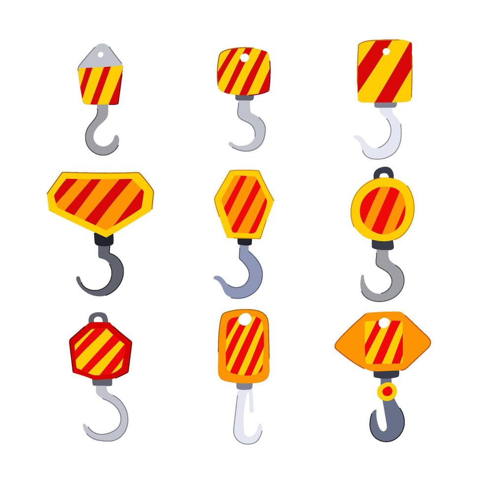 crane hook set cartoon illustration vector