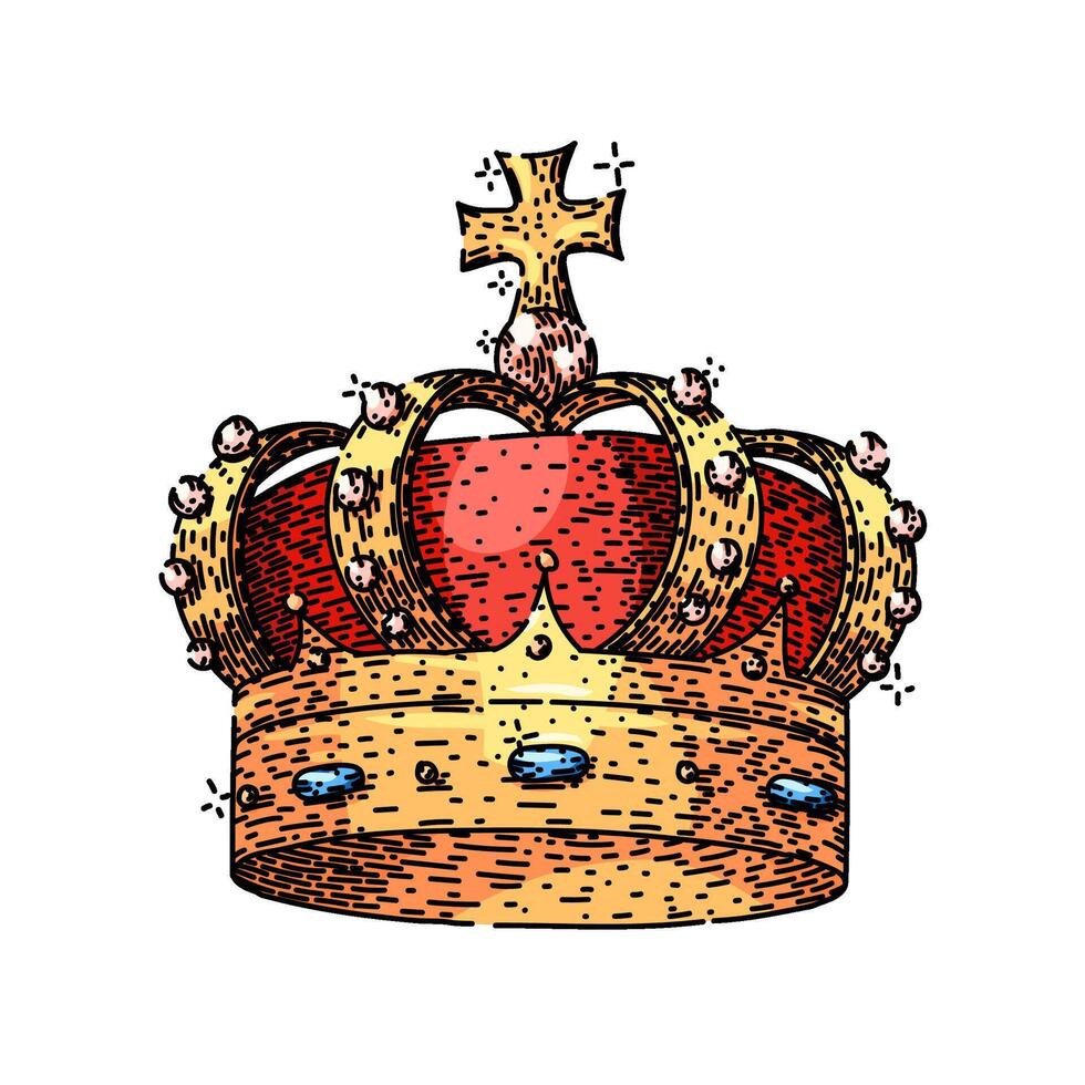 gold crown king sketch hand drawn vector