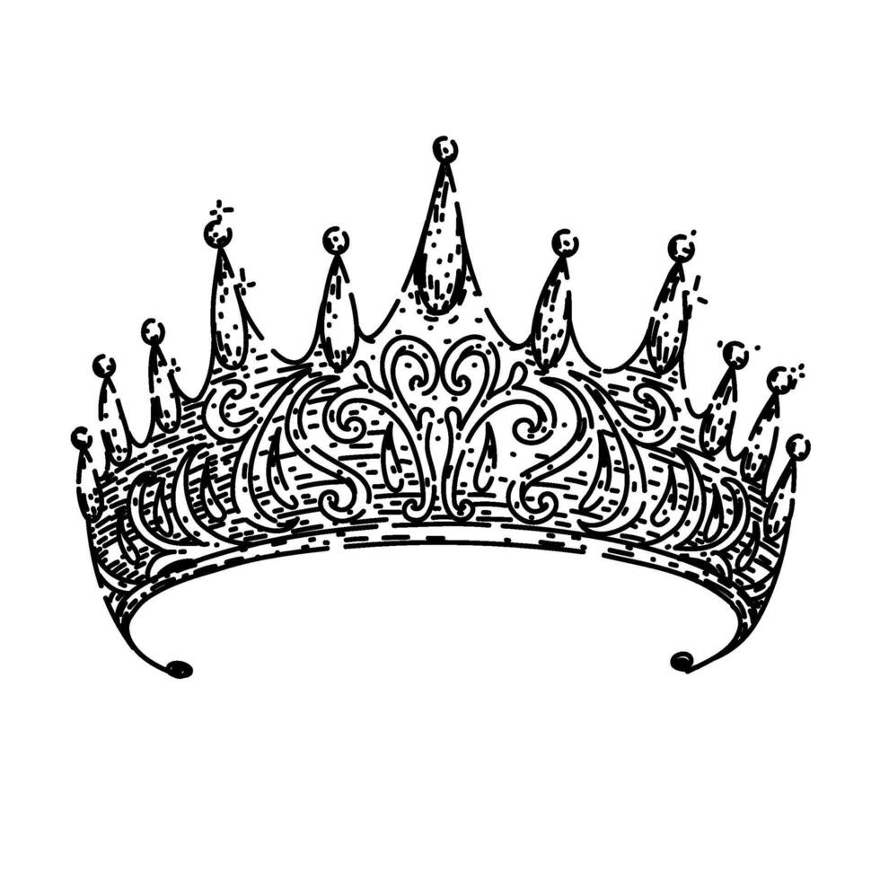 royal crown queen sketch hand drawn vector