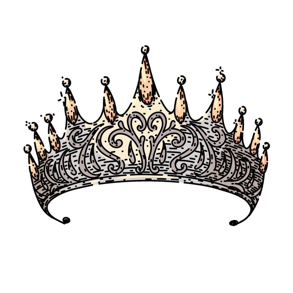 royal crown queen sketch hand drawn vector