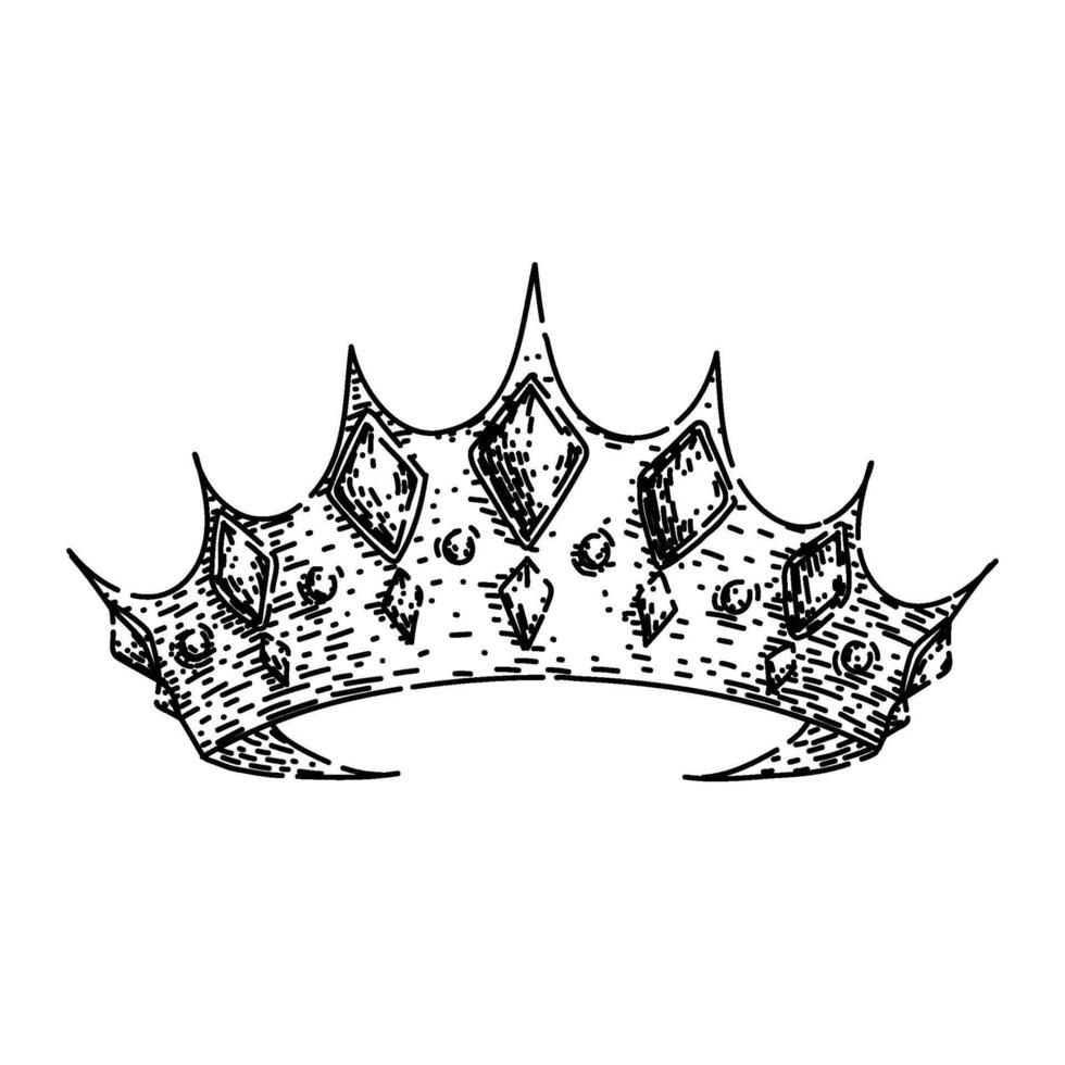 king crown queen sketch hand drawn vector