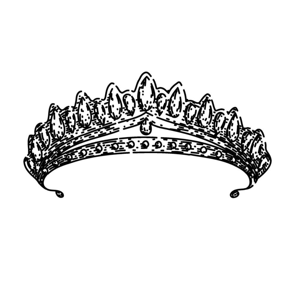 gold crown queen sketch hand drawn vector