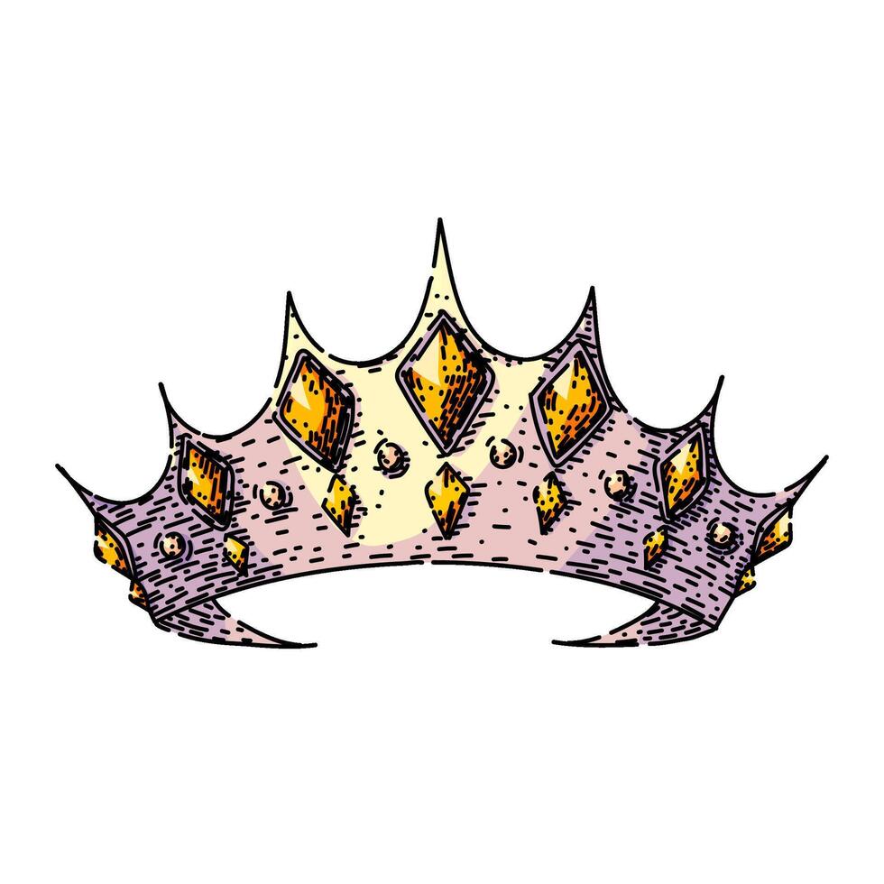 king crown queen sketch hand drawn vector