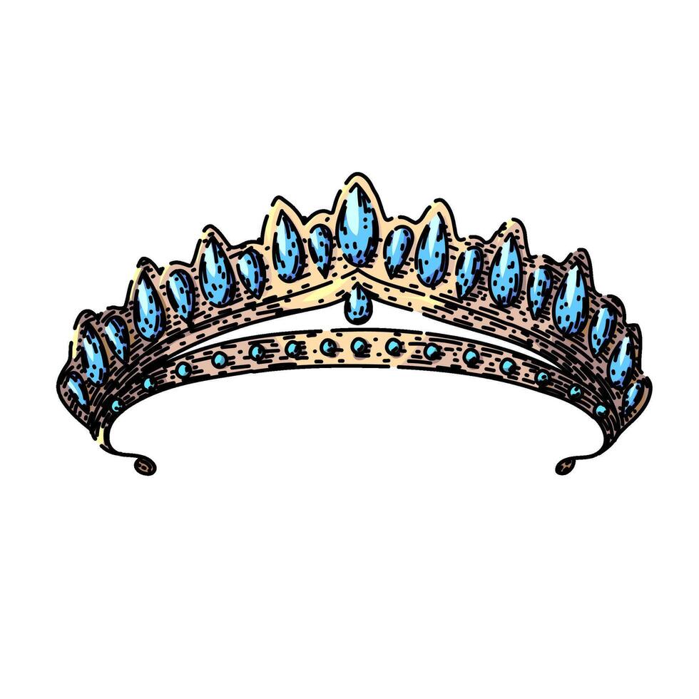 gold crown queen sketch hand drawn vector