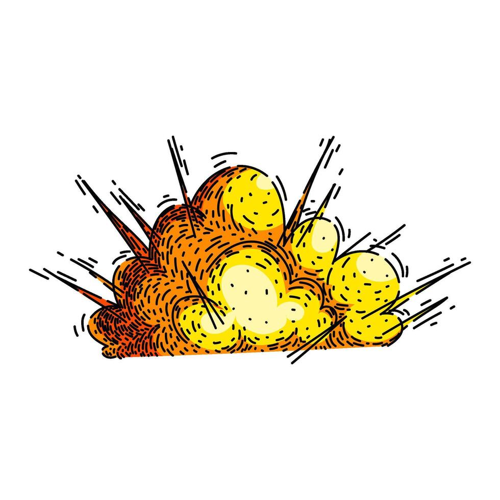 fire explosion bomb sketch hand drawn vector