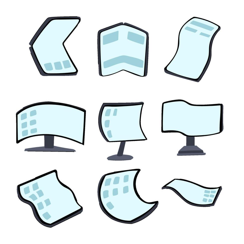 flexible screen set cartoon illustration vector