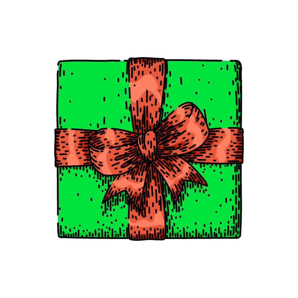 card gift box top view sketch hand drawn vector