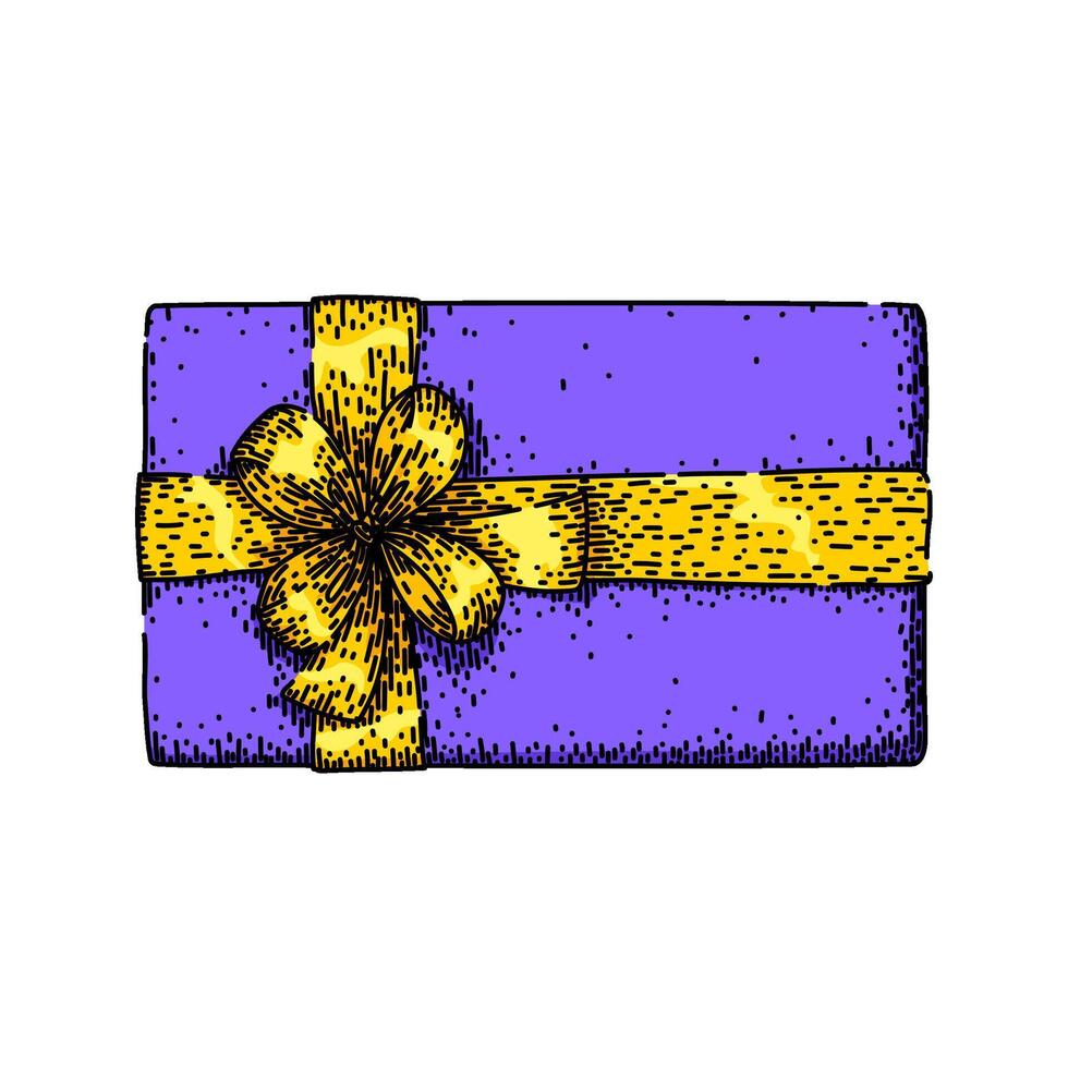 holiday gift box top view sketch hand drawn vector