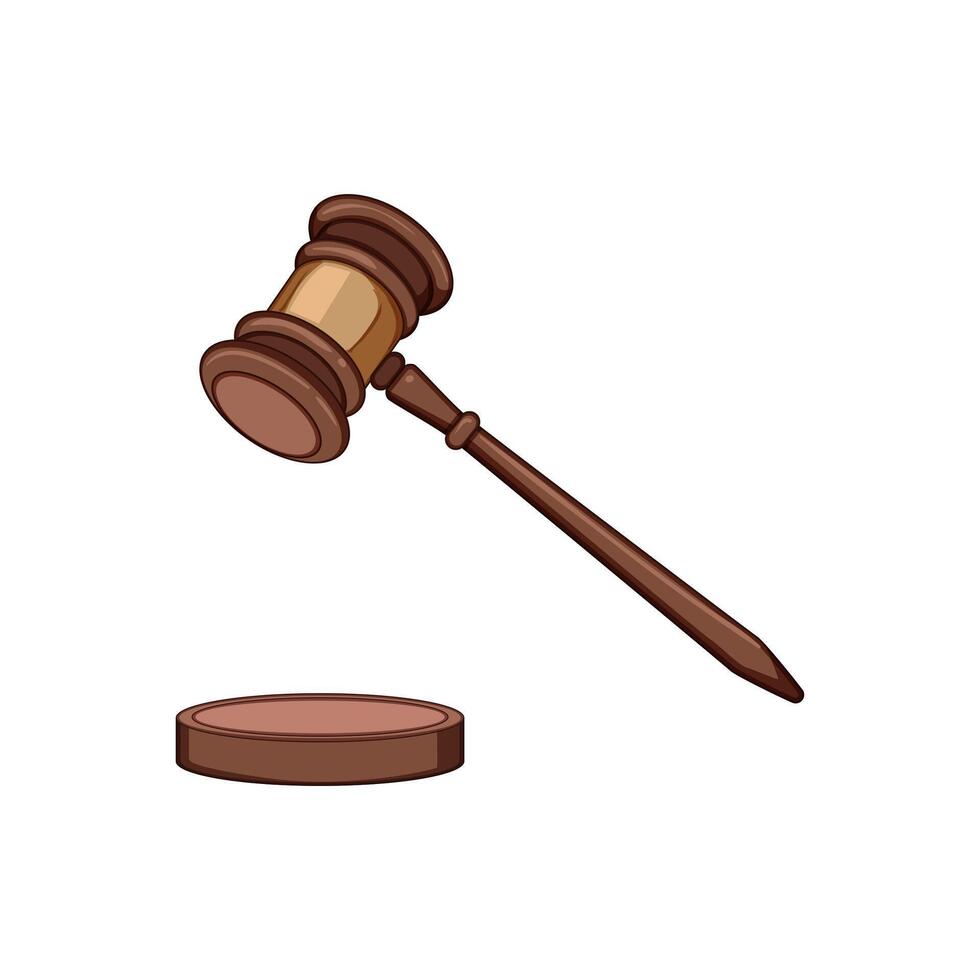 auction judge hammer cartoon illustration vector