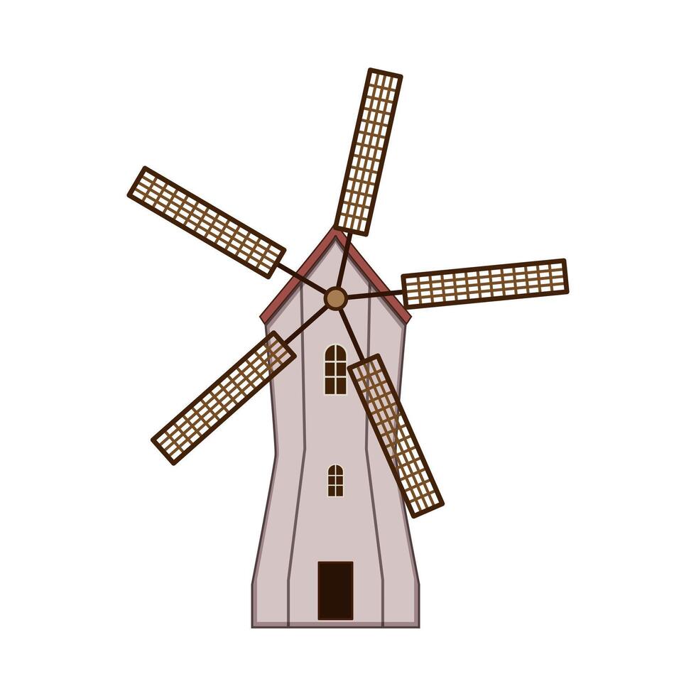 field mill farm cartoon illustration vector