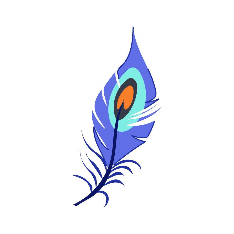 black peacock feather cartoon illustration vector