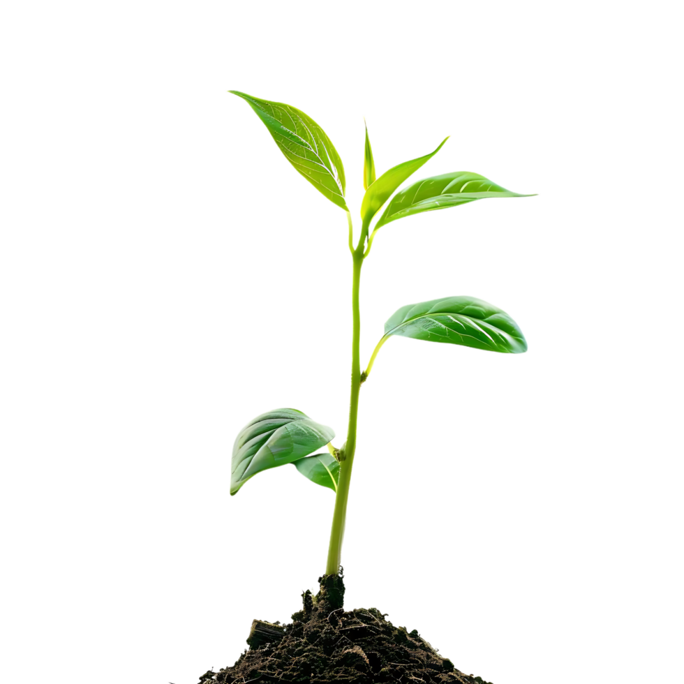 Green Plant Sprout Growing from Soil Realistic Image png