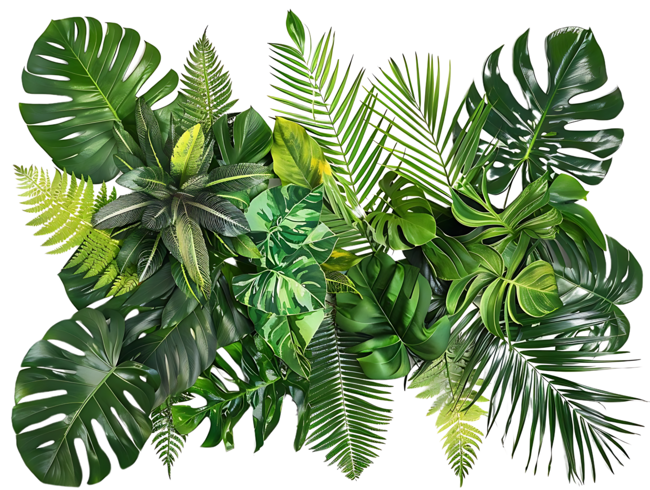 Tropical Leaves Illustration - Lush Green Foliage Background png