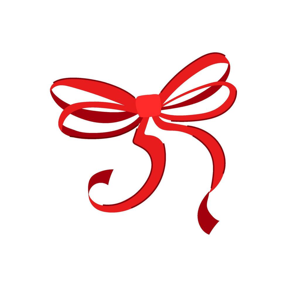 christmas red bow ribbon cartoon illustration vector