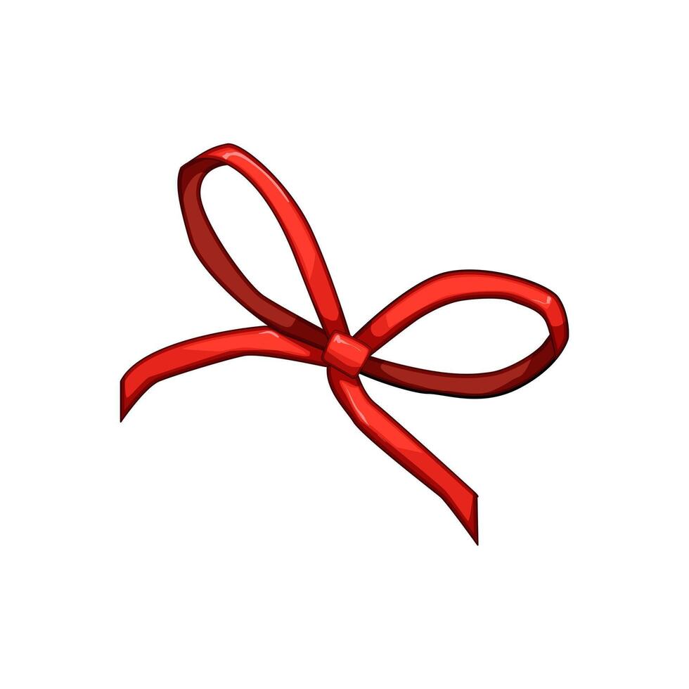 satin red bow ribbon cartoon illustration vector