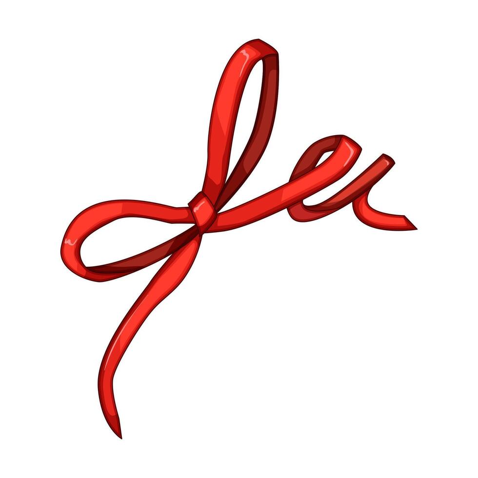 silk red bow ribbon cartoon illustration vector