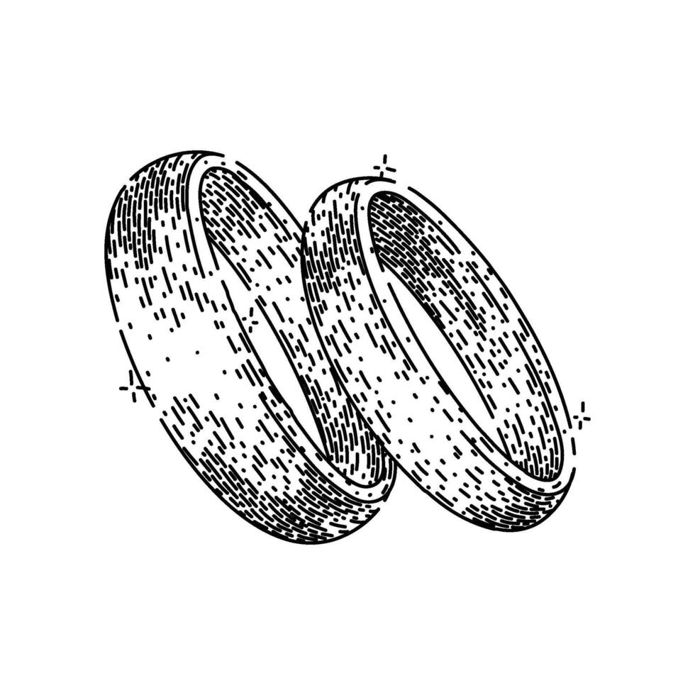 two ring wedding sketch hand drawn vector