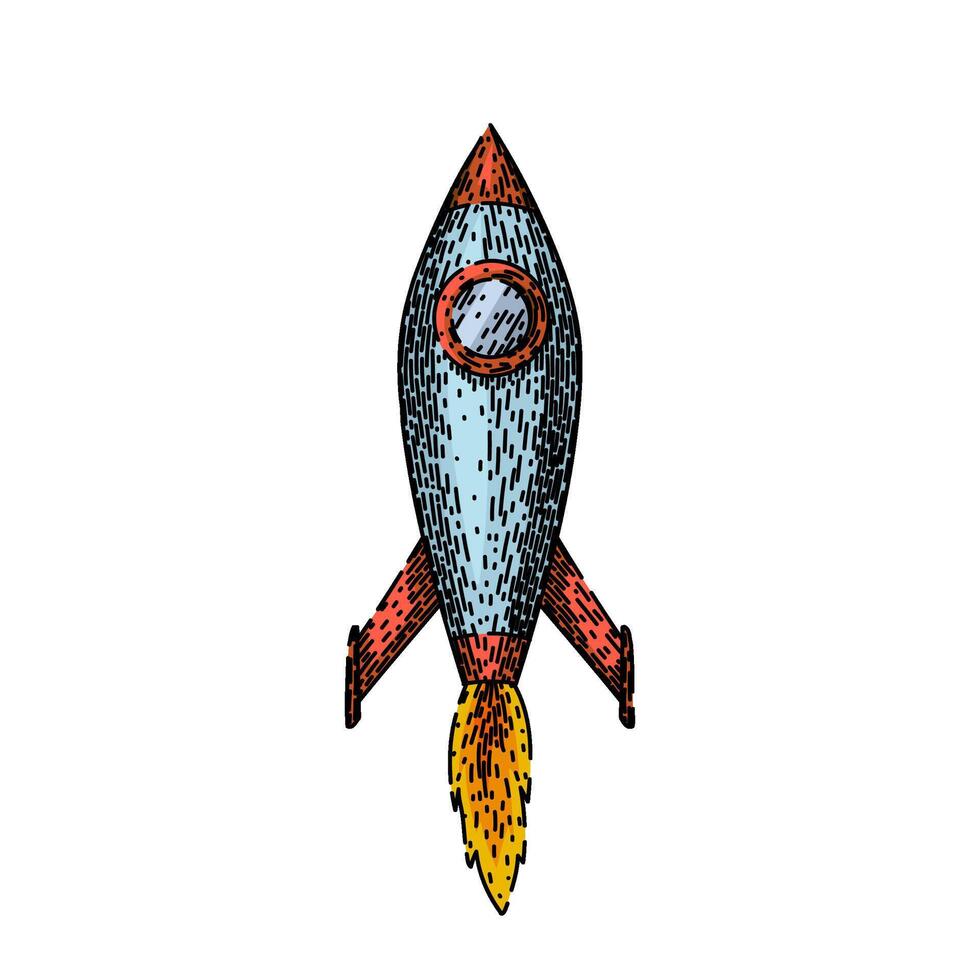 space rocket sketch hand drawn vector