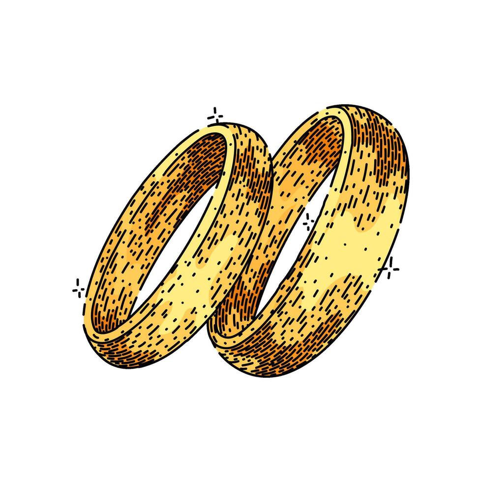 two ring wedding sketch hand drawn vector