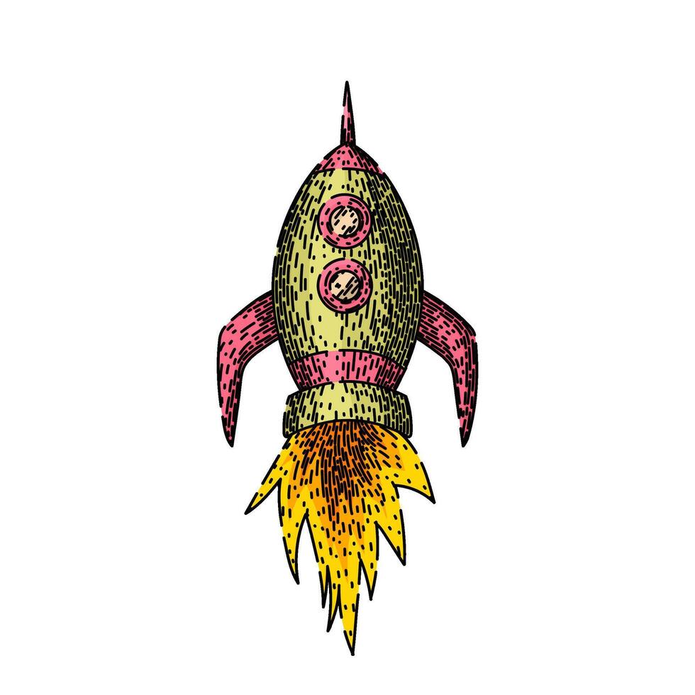 launch rocket sketch hand drawn vector