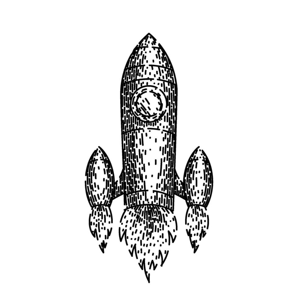 start rocket sketch hand drawn vector