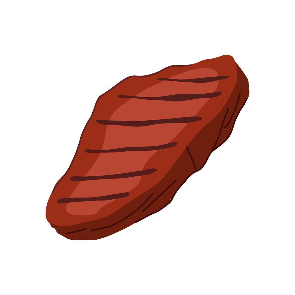 fire steak grill cartoon illustration vector