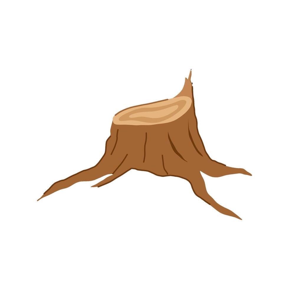 trunk stump cartoon illustration vector