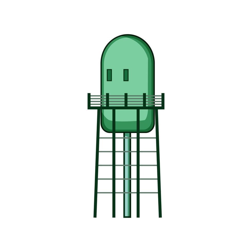 isometric water tower cartoon illustration vector