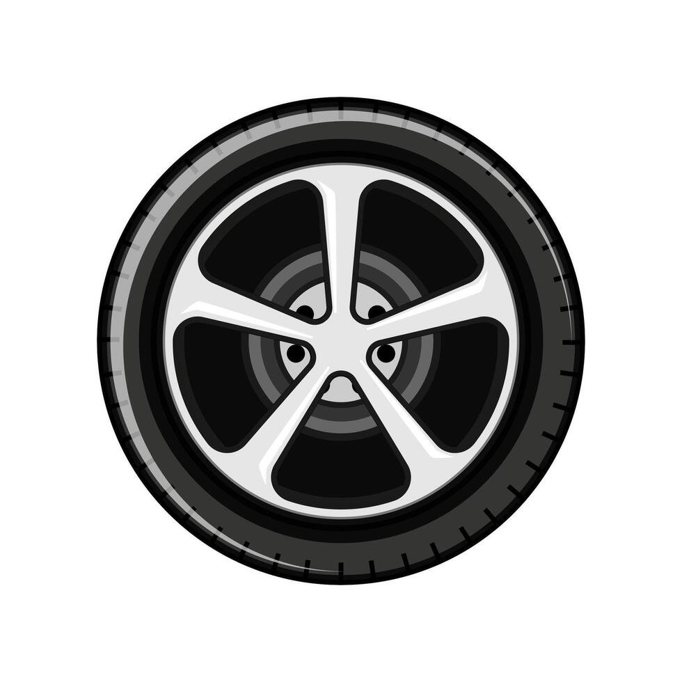road wheel car cartoon illustration vector