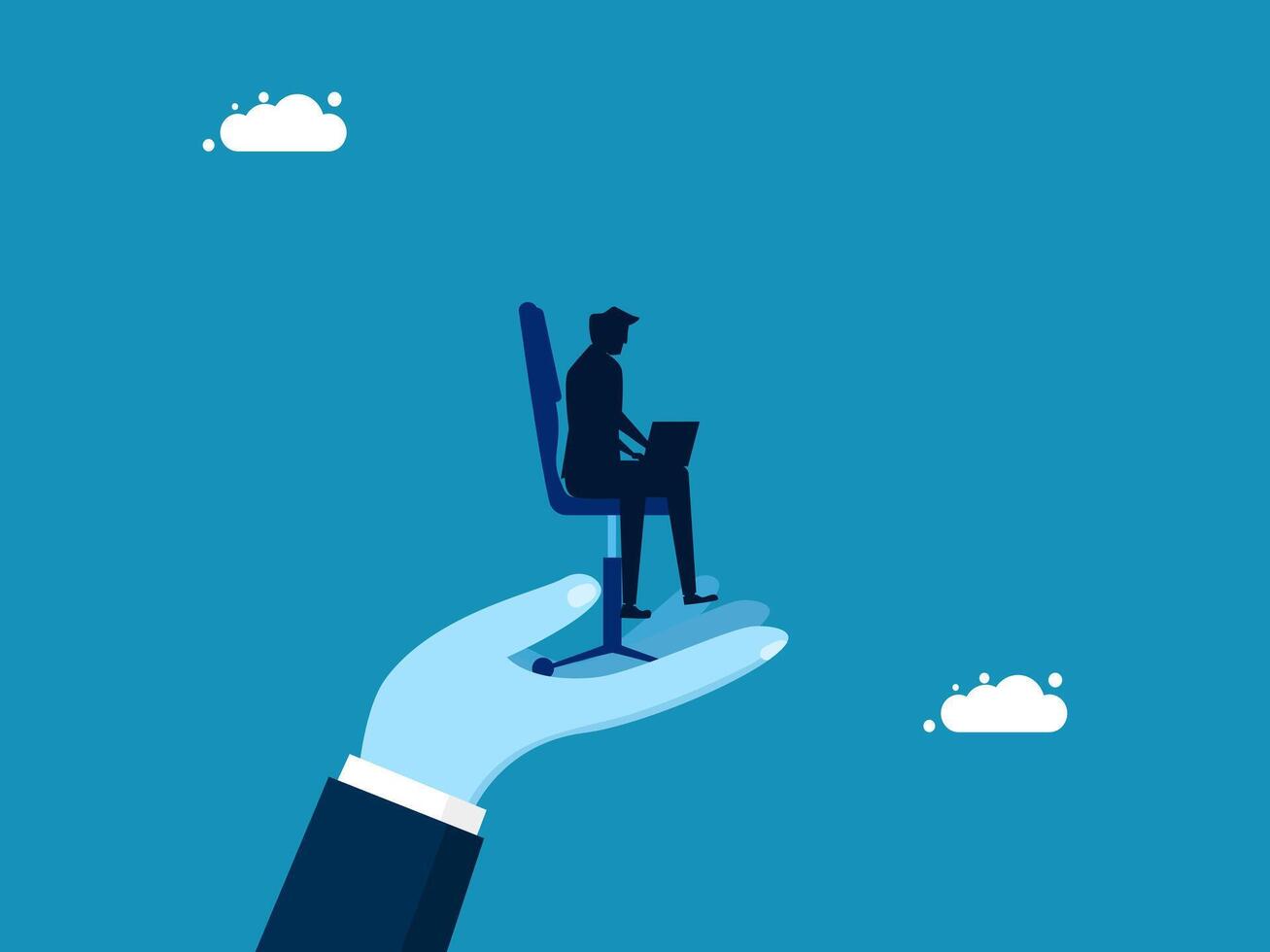 Help consult on work. Business manager raises chair to support employee vector