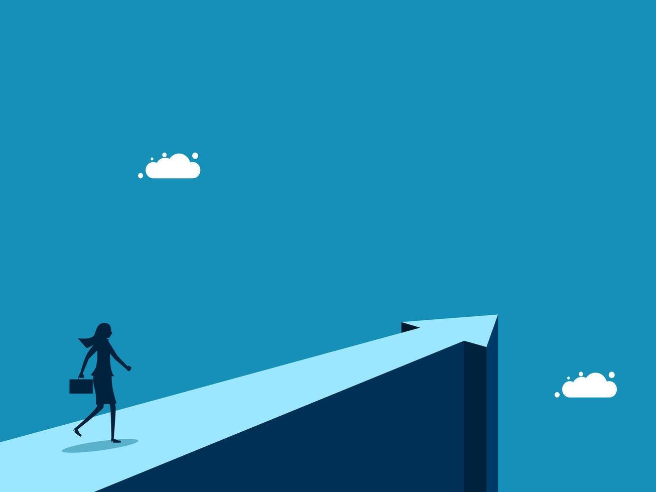 Growth, objectives. Businesswoman on the arrow path vector