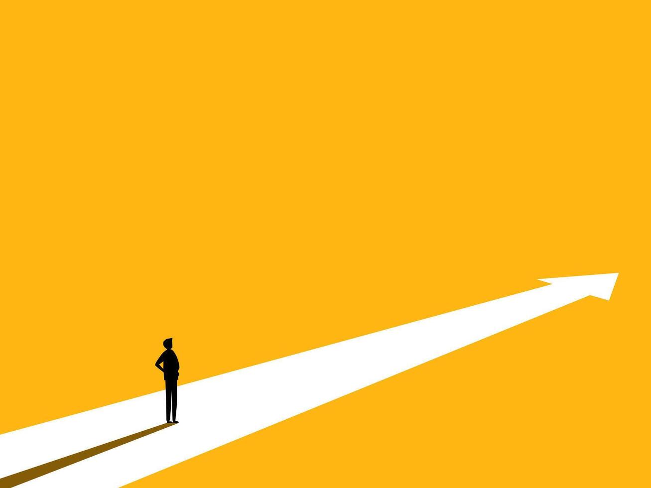 Growth, objectives. Businessman on the arrow path vector