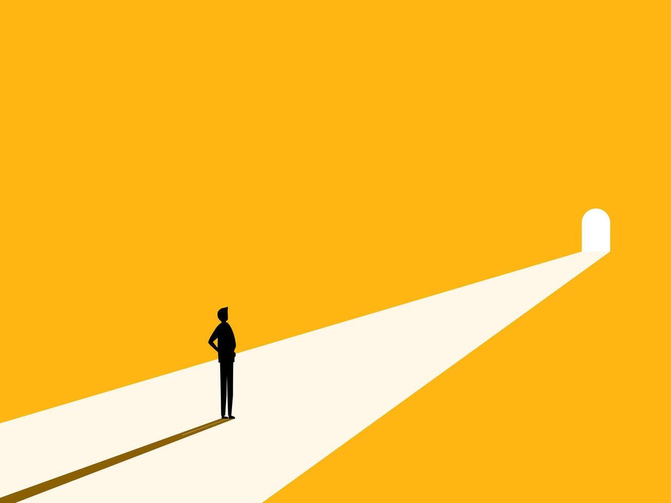 See an opportunity. businessman finds light at the exit vector